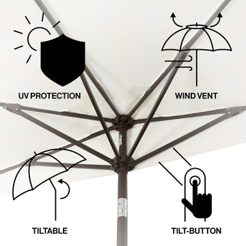 Beverly 9 ft. Designer Classic Scalloped Fringe Half Market Patio Umbrella